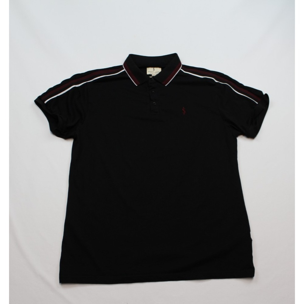 Scott James Men's Polo Shirt Size L Black "Strive For Authenticity" Golf Casual